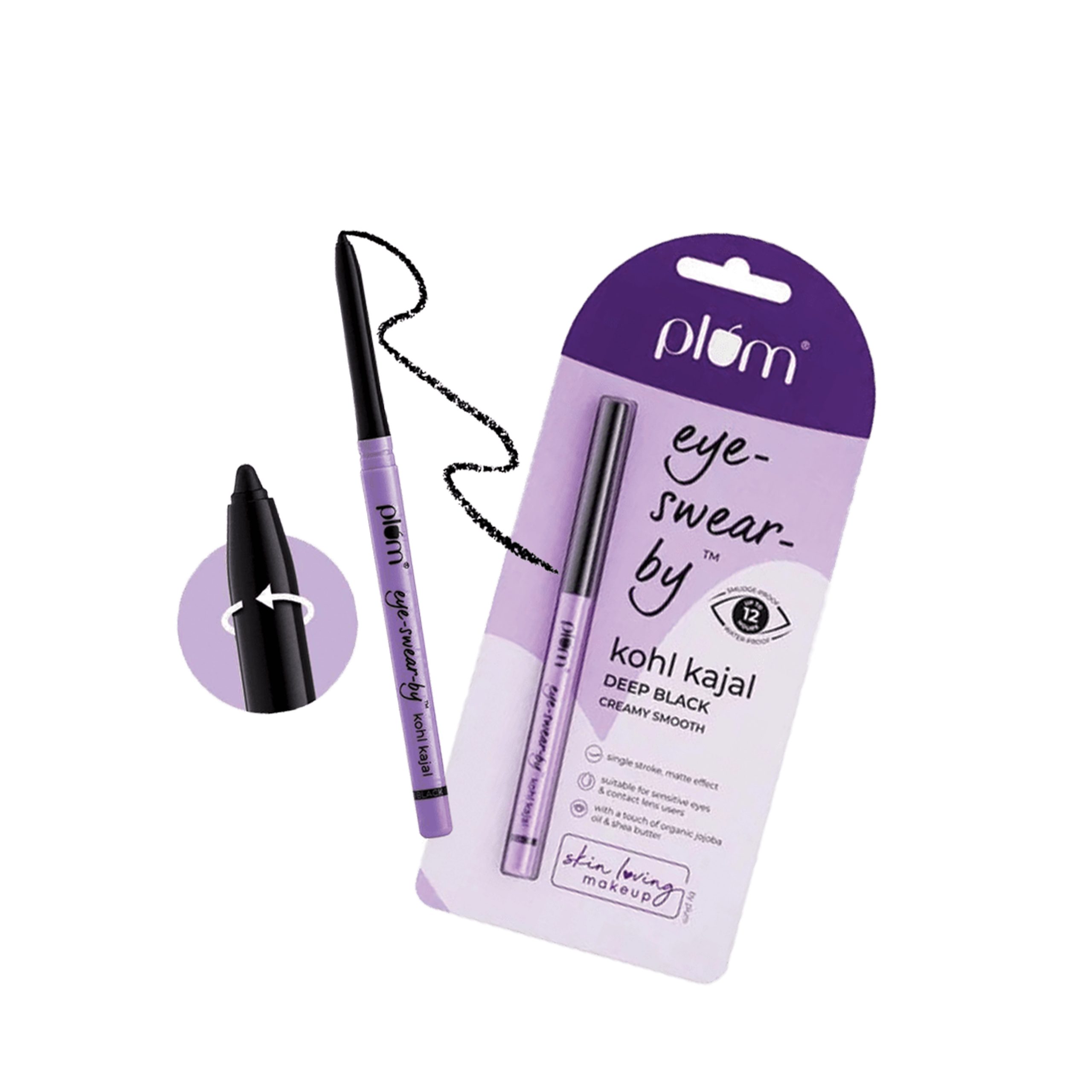 Plum Kohl Kajal Deep Black Creamy Smooth 0.35gm