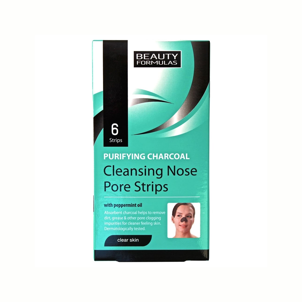 Beauty Formulas Purifying Charcoal Deep Cleansing Nose Pore Strips For Clear Skin (6 Strips)