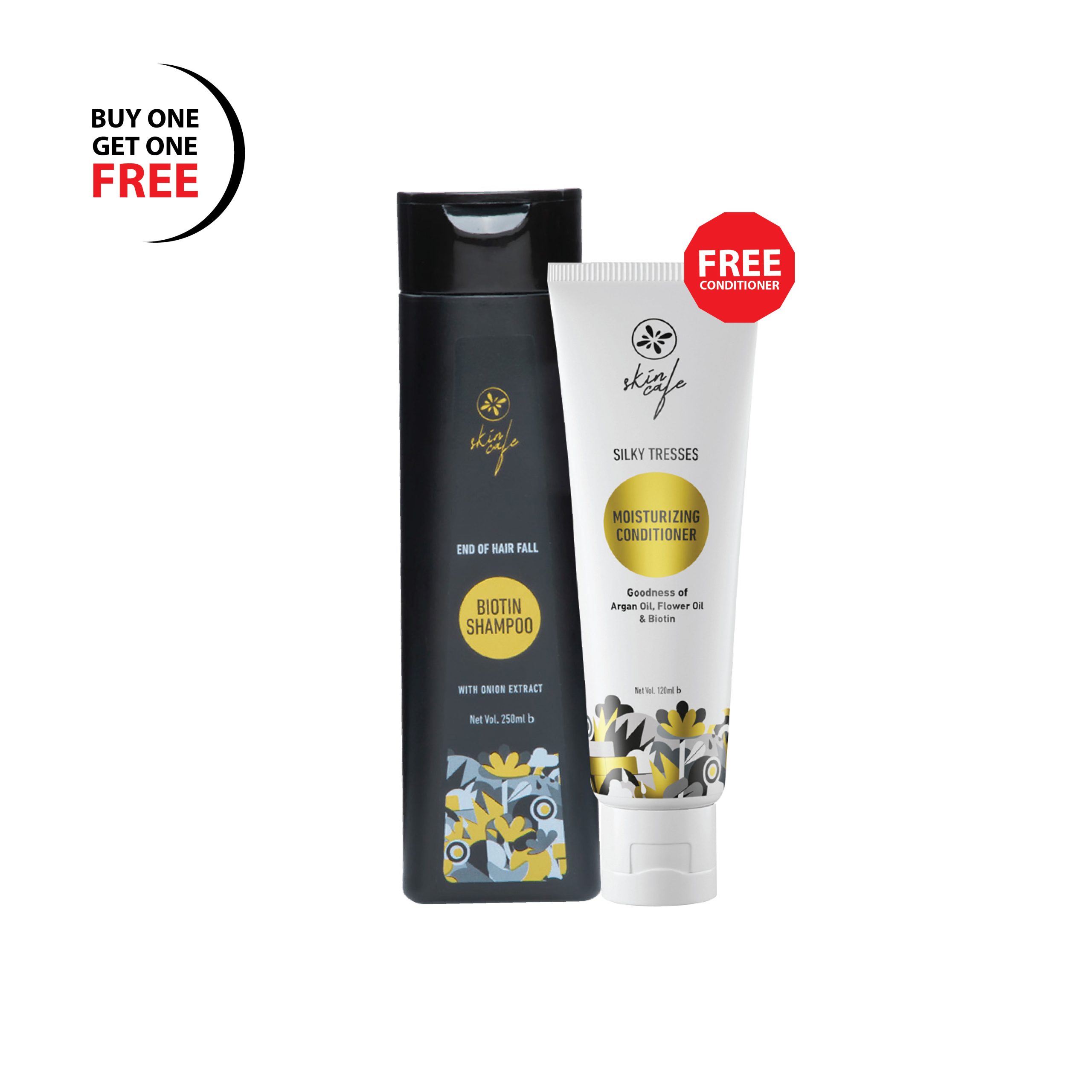Skin Cafe Hair Care BOGO Offer ( Skin Cafe Biotin Shampoo with Onion Extract + Skin Cafe Silky Tresses Moisturizing Conditioner )