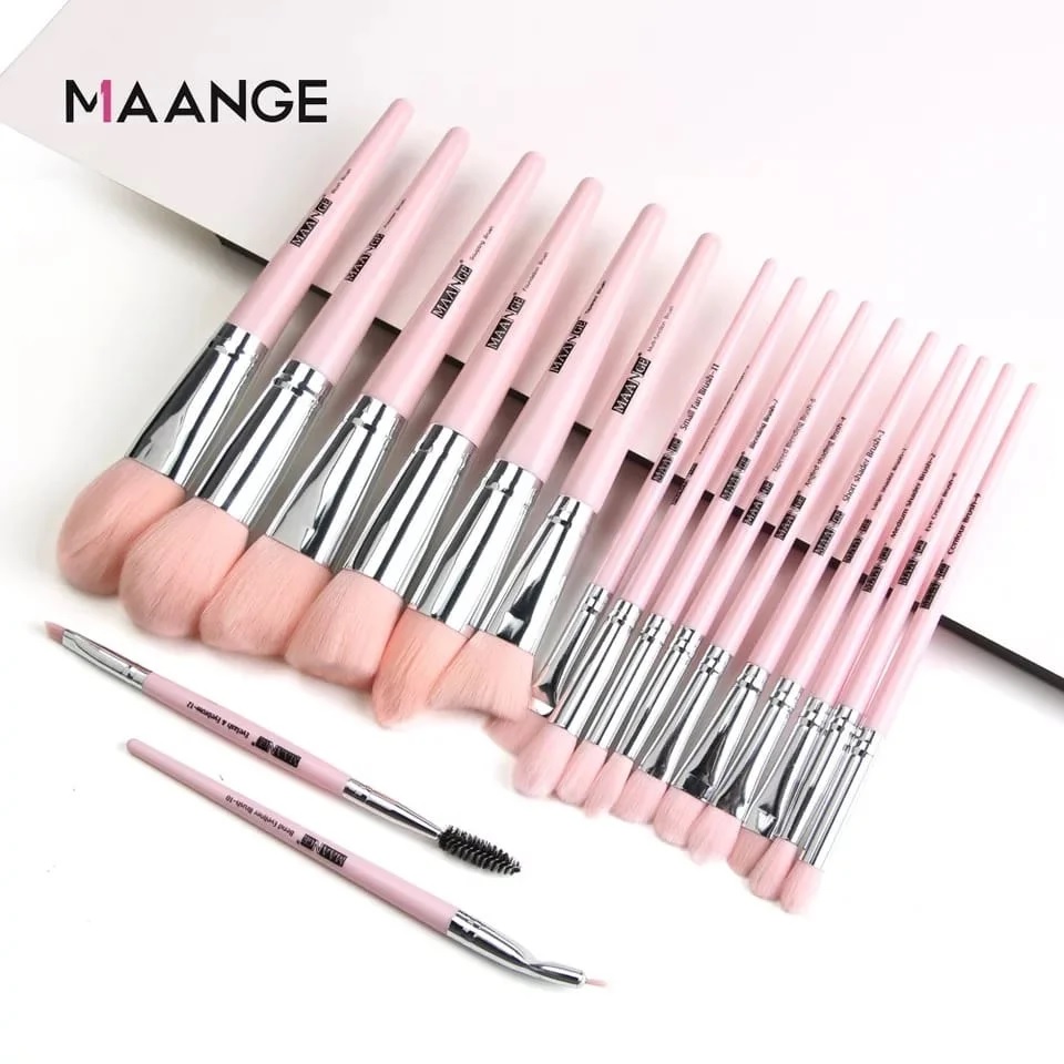 Maange 18 Pcs Makeup Brushes Set professional brush set (Pink)