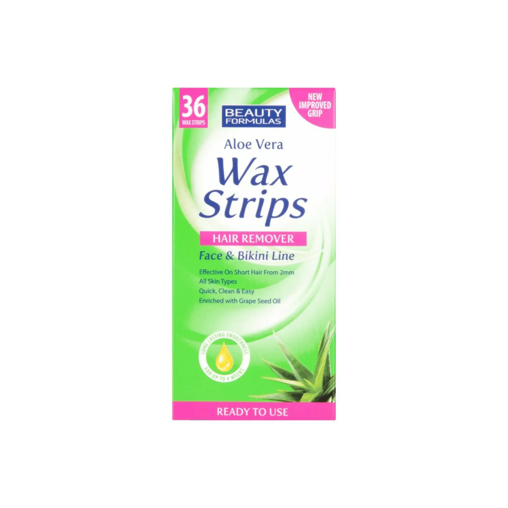 Beauty formulas aloe vera wax strips hair remover face &amp; bikini line
