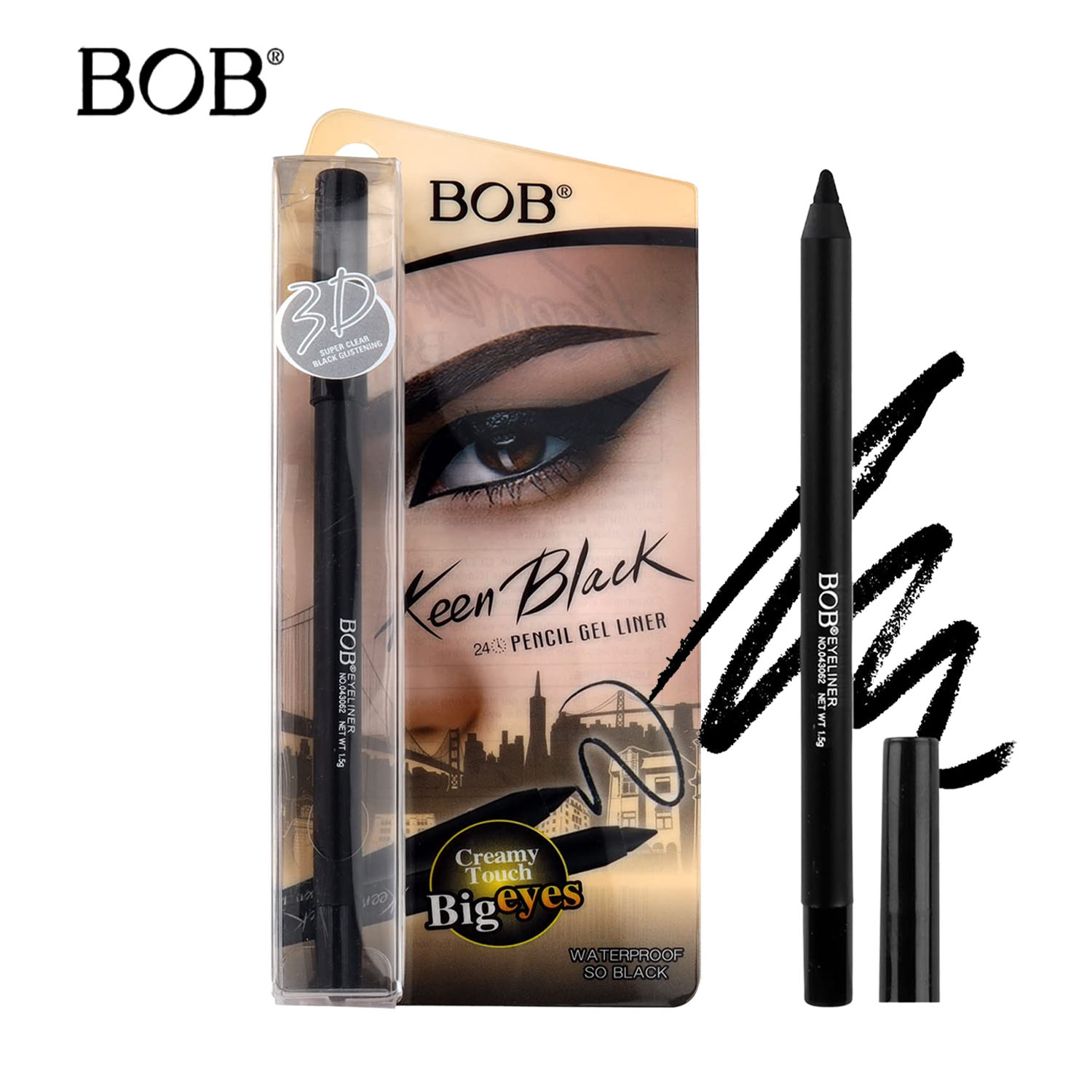 Bob Waterproof Kajal- Keen Black 1.5g